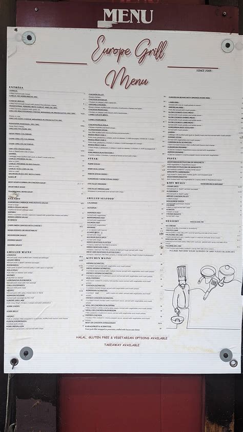 europe grill menu.